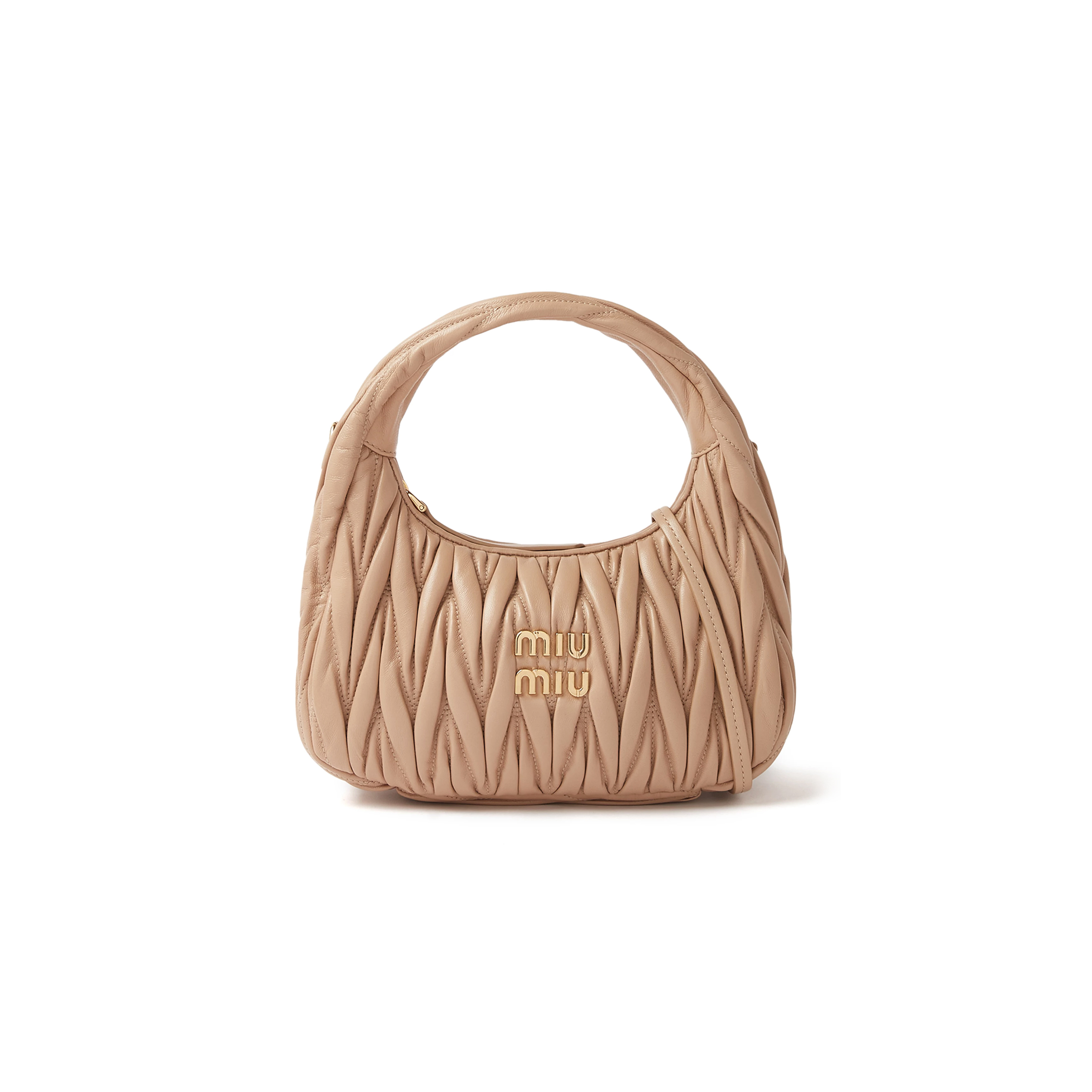 MIU MIU WANDER MATELASSÉ NAPPA LEATHER HOBO MINI BAG 5BC125 (17.5*14*5.5cm)